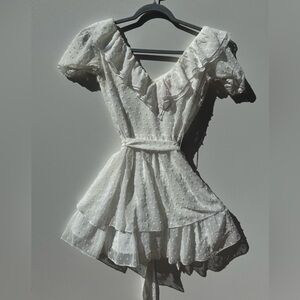 Sugar Thrillz - White Ruffle Dress with Polka Dots